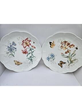 Pair of Lenox Butterfly Meadow Dinner Plates, New with Labels